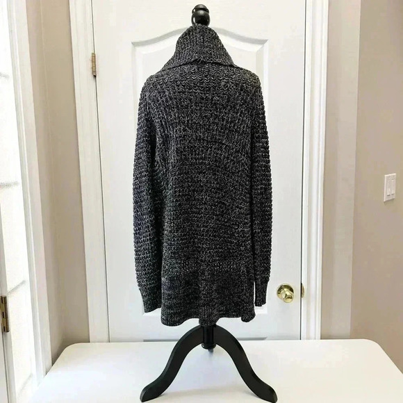 Ricki’s Circle Cardigan Open  Front Draped Collar Sweater Black White Small - Picture 11 of 12
